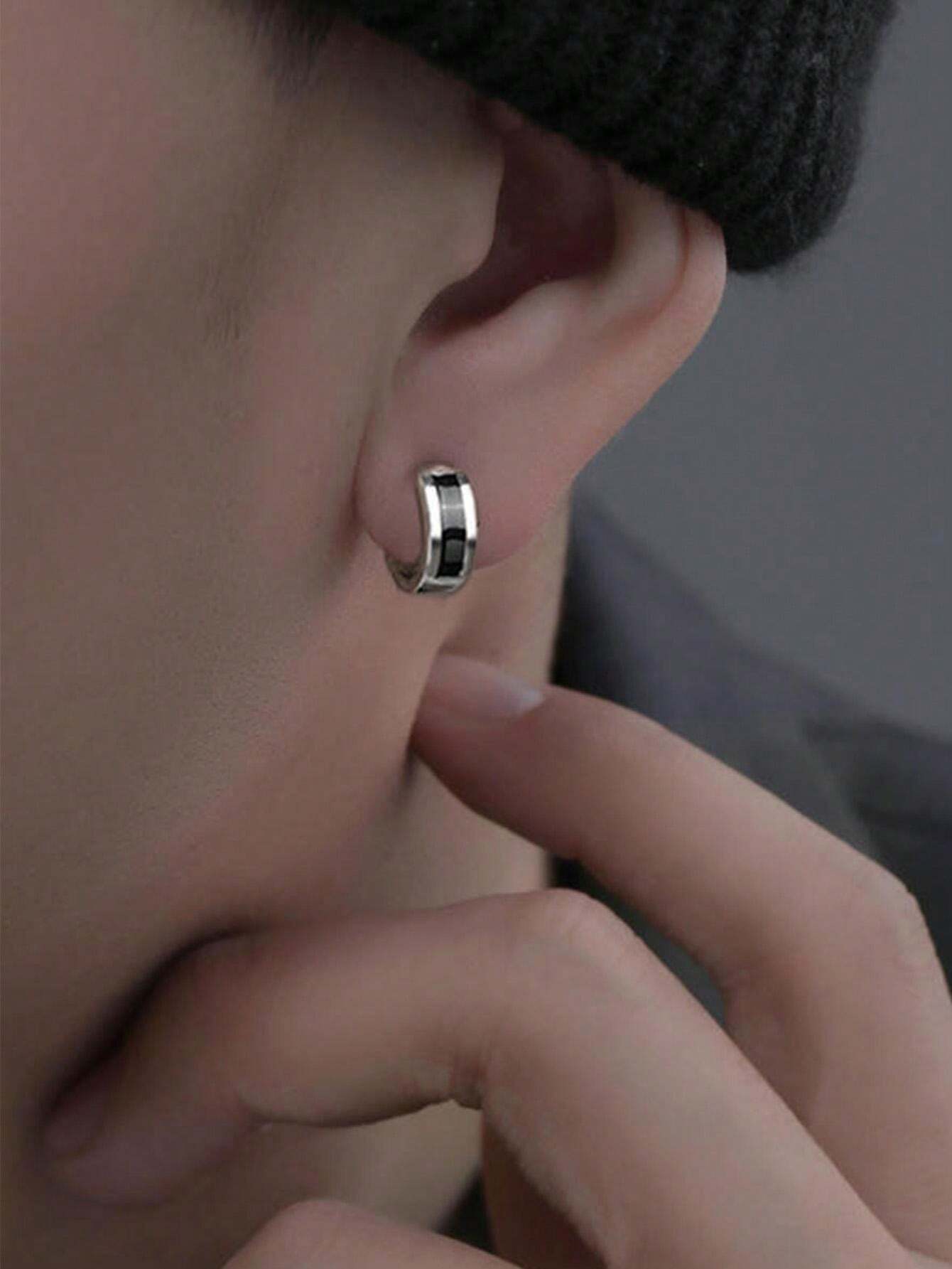 5591 a10-08 Pendientes negro con blanco de rayas