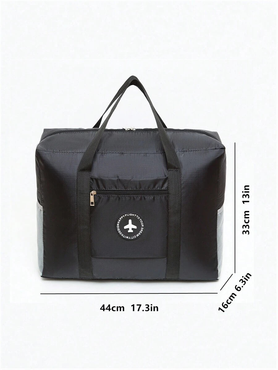 14693 2a-03-15 1 pieza Bolsa grande con logo redondo negra de patrón de avión