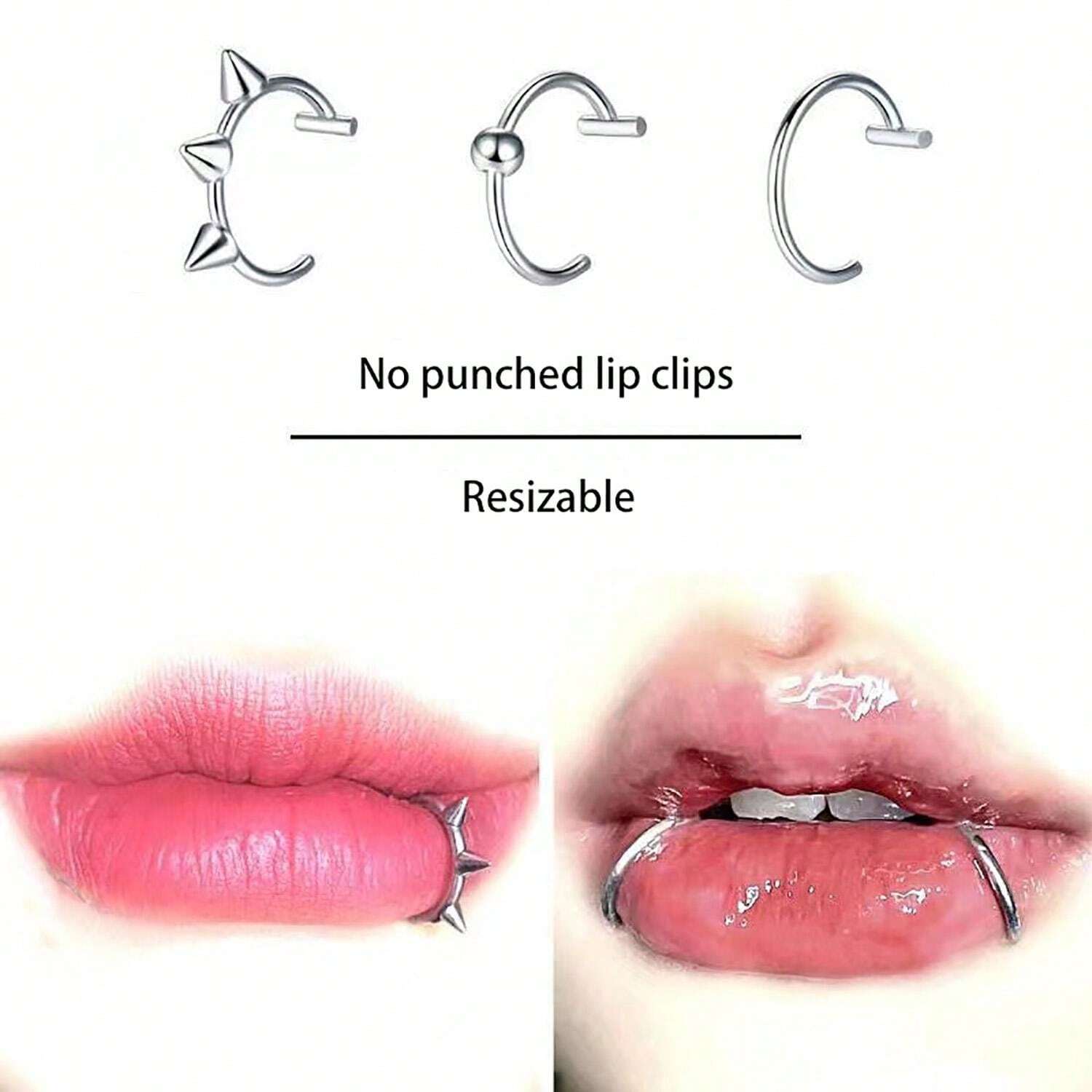 5887 b03-08 Conjunto De 3 Anillos Para Lábios De Acero Inoxidable