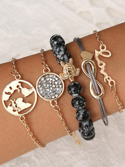 10912 1b-01-15 set de 5 Piezas Pulsera Trenzada Con Detalles