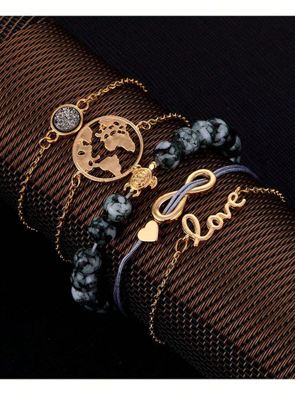 10912 1b-01-15 set de 5 Piezas Pulsera Trenzada Con Detalles