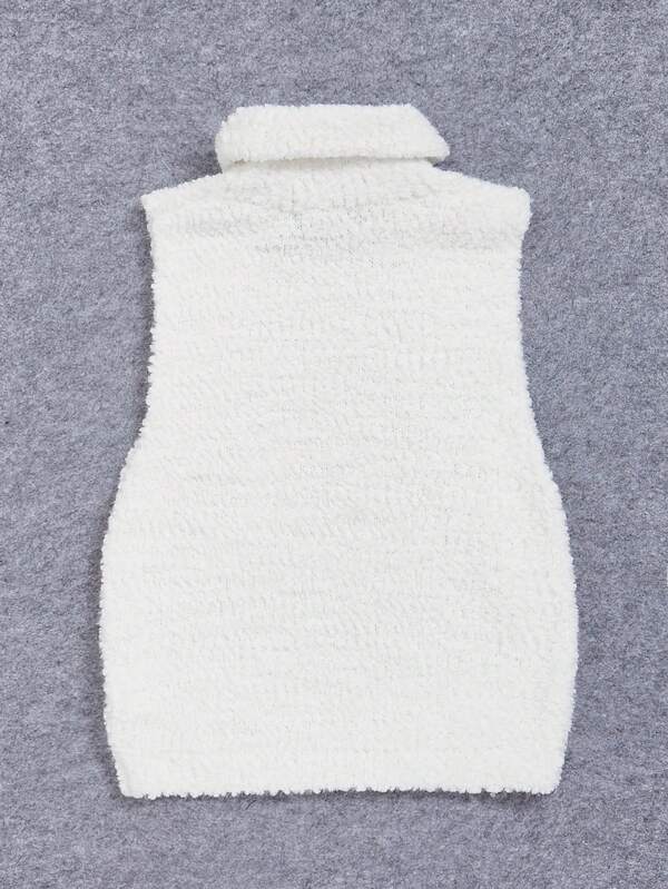 7036 1t-007 Chaleco de punto cuello alto sin manga