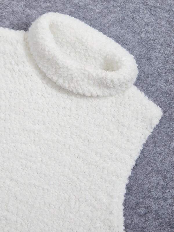 7036 1t-007 Chaleco de punto cuello alto sin manga