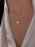 6051 a10-25 Conjunto De Collar Con Colgante De Cruz De Moda
