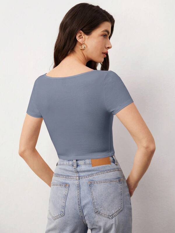 7661 a02-06 Camiseta crop unicolor