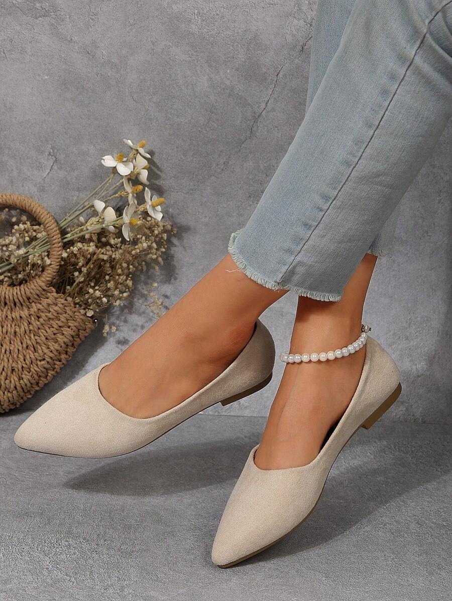 10640 1t-010 Zapatos planos de mujeres cómodo con transpirable retro de punta para primavera