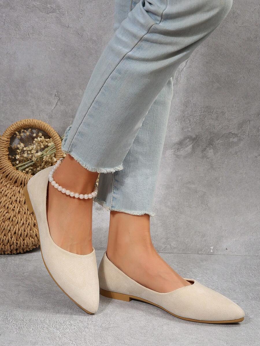 10640 1t-010 Zapatos planos de mujeres cómodo con transpirable retro de punta para primavera
