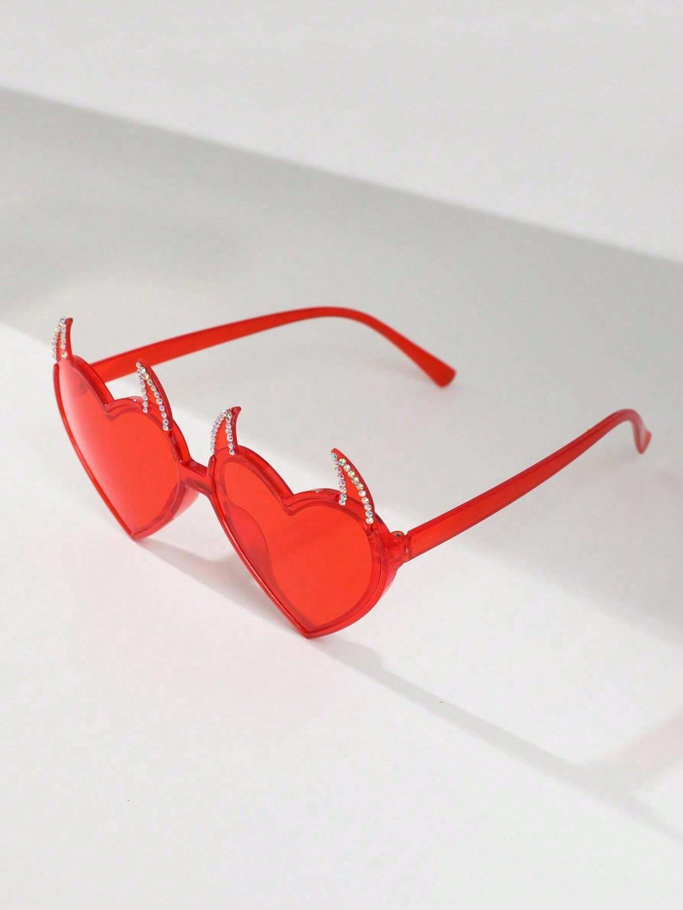 5945 1b-05-14 Gafas Elegantes Con Forma De Corazón Rojo Y Cuernos De Diablo Adecuadas Para Halloween