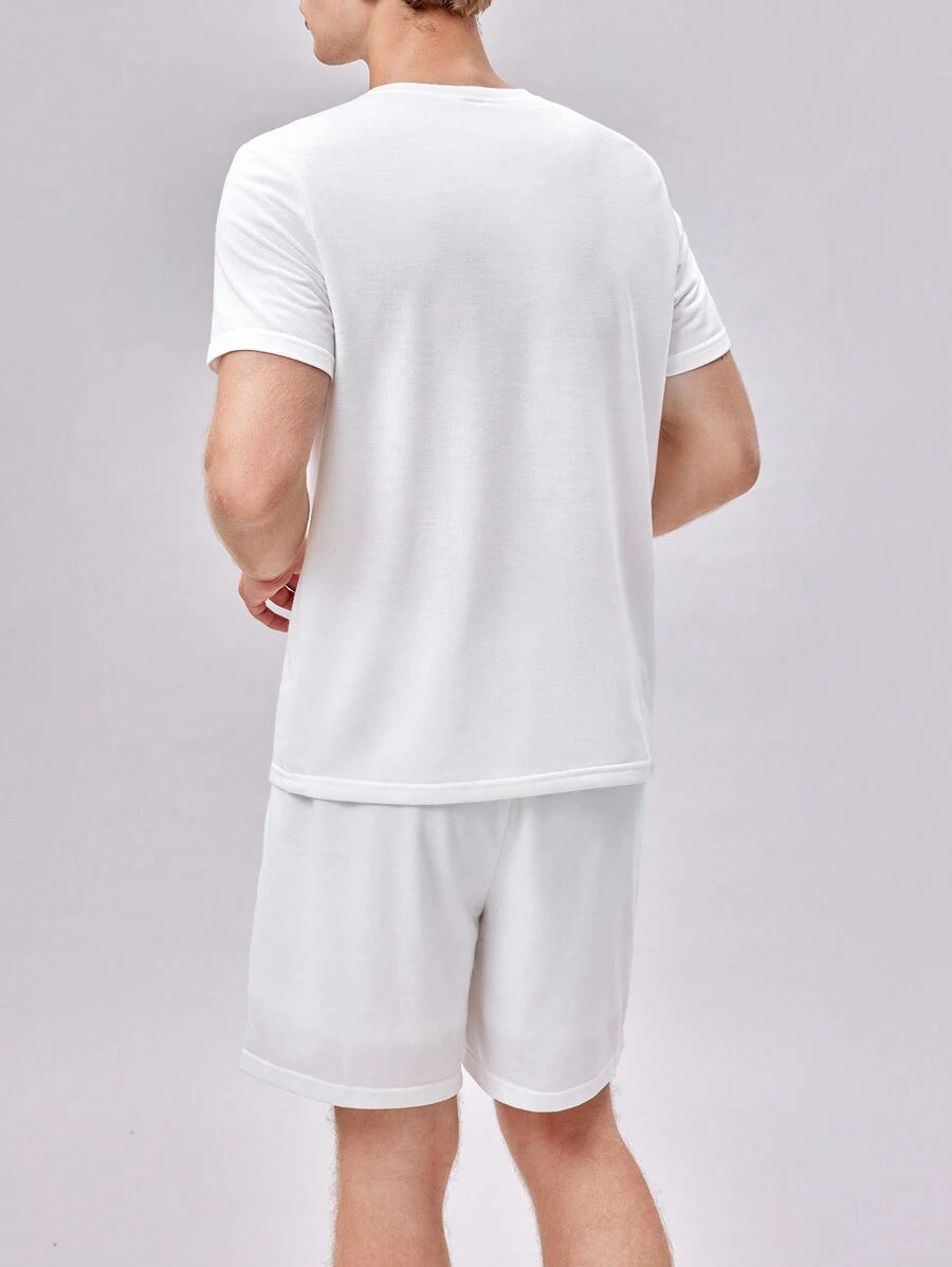 8335 2c-282 Shorts con camiseta con estampado de corazón y slogan