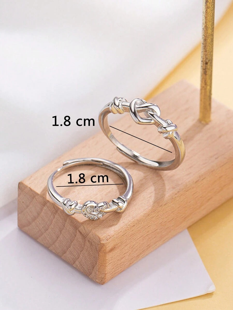 9374 a10-24 Anillos Dos Piezas Con Corazón Decorado De Moda