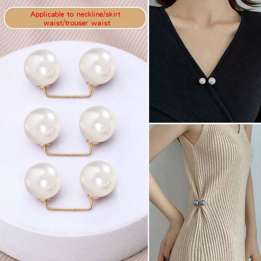 11194 1b-006 3 Piezas Broches De Seguridad De Imitación De Perla Para Mujeres Para Ropa