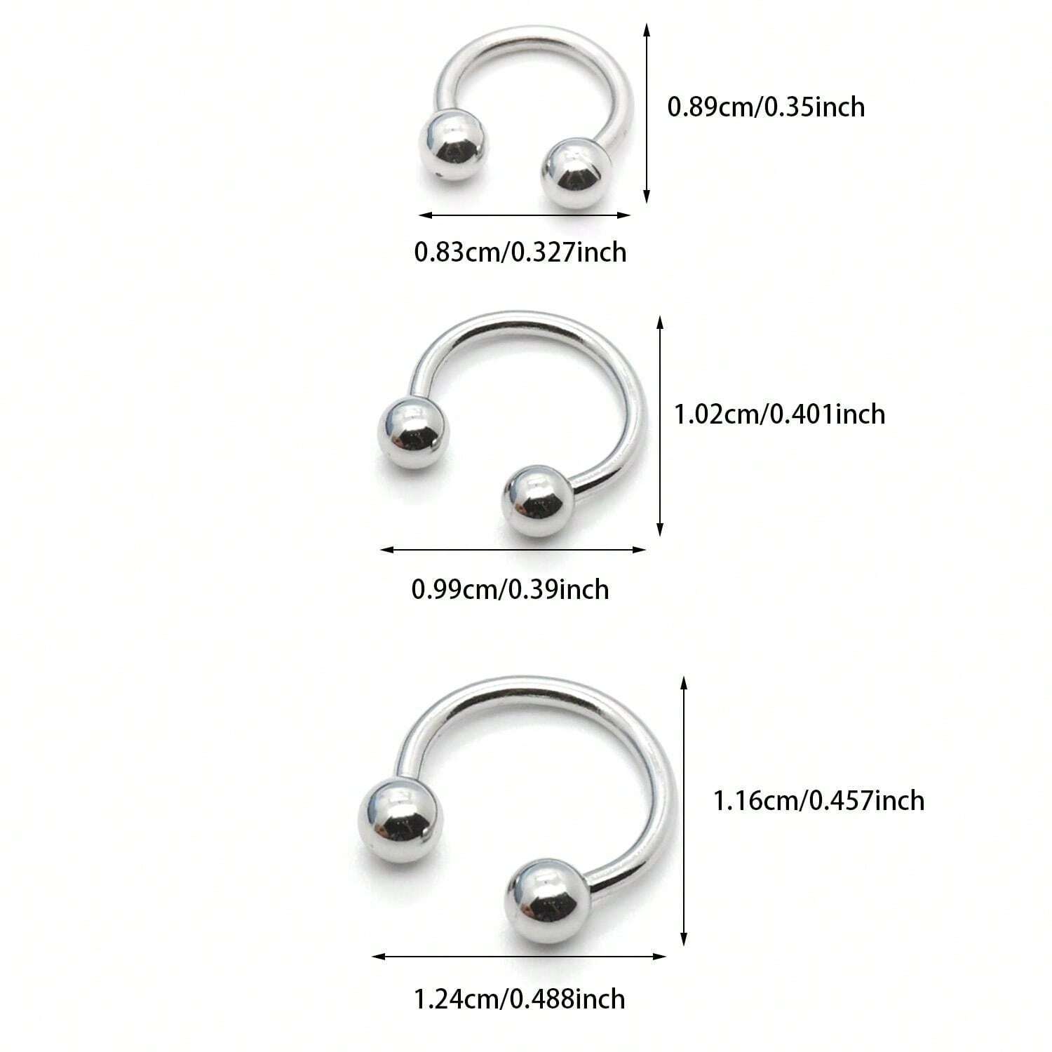 5891 a10-22 Set 3 Piezas/set Minimalista De Piercing De ACERO INOXIDABLE