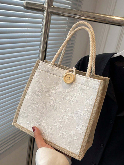 10347 1t-002 Bolso De Mano De Lino Estampado Floral