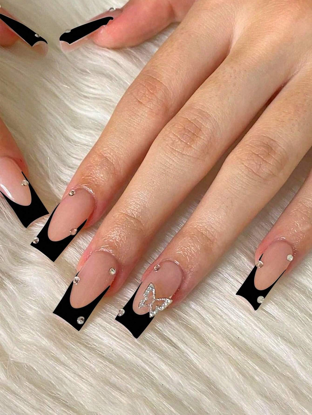 18521 1b-068 Uñas postizas decoradas con mariposas 3D 24 Pzas