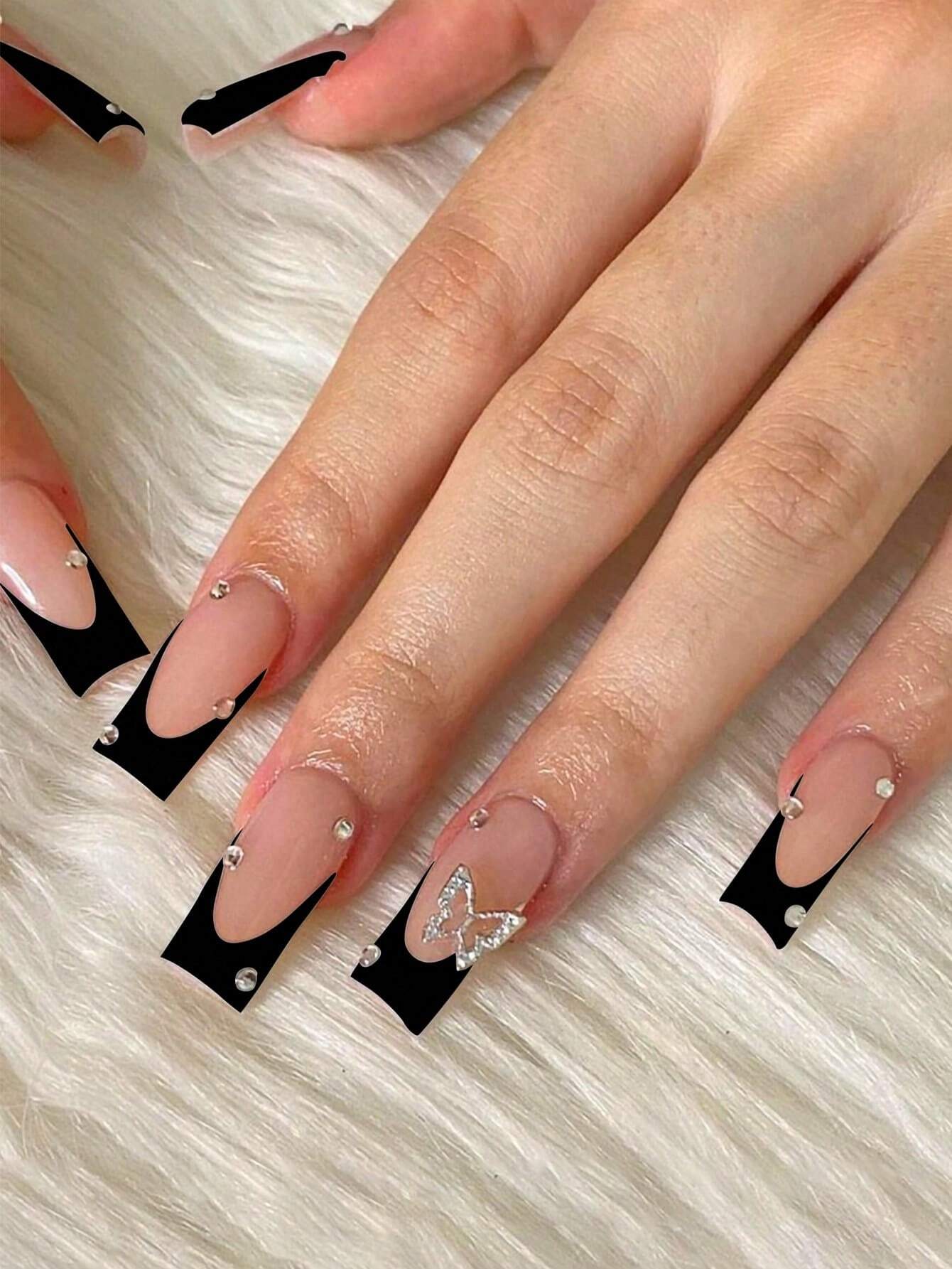 18521 1b-068 Uñas postizas decoradas con mariposas 3D 24 Pzas