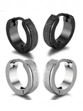 5592 1b-04-10 2  Pendientes De Aro Simples De Acero Inoxidable Con Acabado Mate Y Brillantina Para Hombres En La Calle