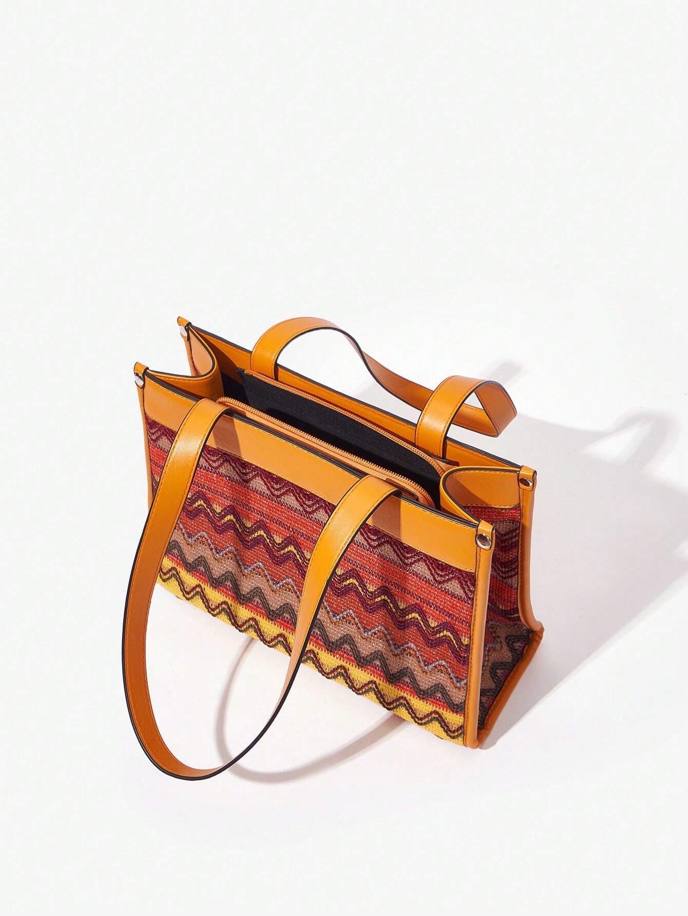 8763 1c-018 Bolso Grande Casual Con Diseño Geométrico