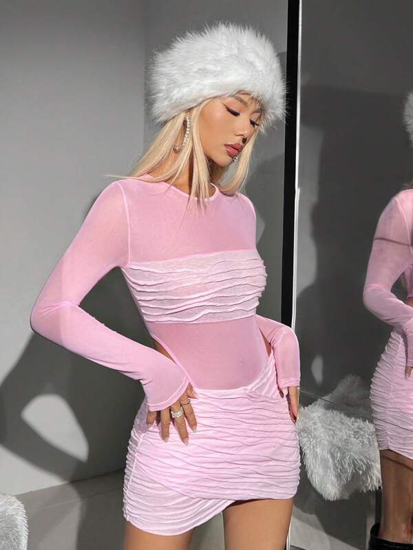 6919 a06-04 Set Body unicolor & Falda fruncido