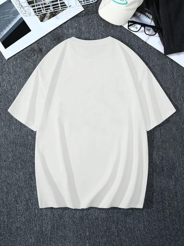 7806 a08-07 Camiseta Estampada Para Hombre Con Diseño De Alfabeto Y Personajes