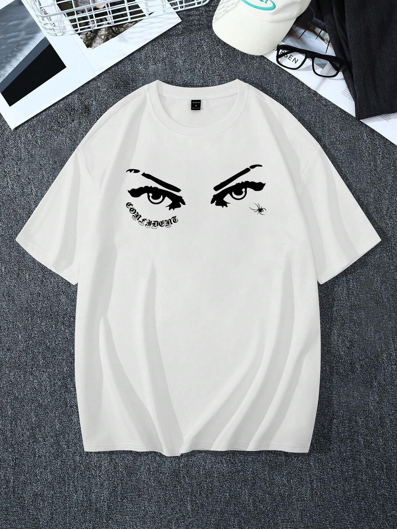 7806 a08-07 Camiseta Estampada Para Hombre Con Diseño De Alfabeto Y Personajes