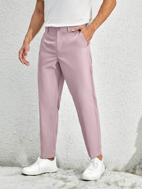 7789 a08-07 Pantalón de traje con bolsillo oblicuo unicolor