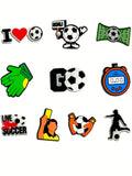9293 b01-12 Diez Unids/set Lindo Fútbol/rugby/hockey Sobre Hielo/baloncesto/alfabeto Inglés Impreso Encantos De Zapatos Para Decorar Chanclas