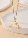 5893 1b-05-13 Collar Con Colgante De Luna Simple Y Moderno De 18 Quilates Para Mujer