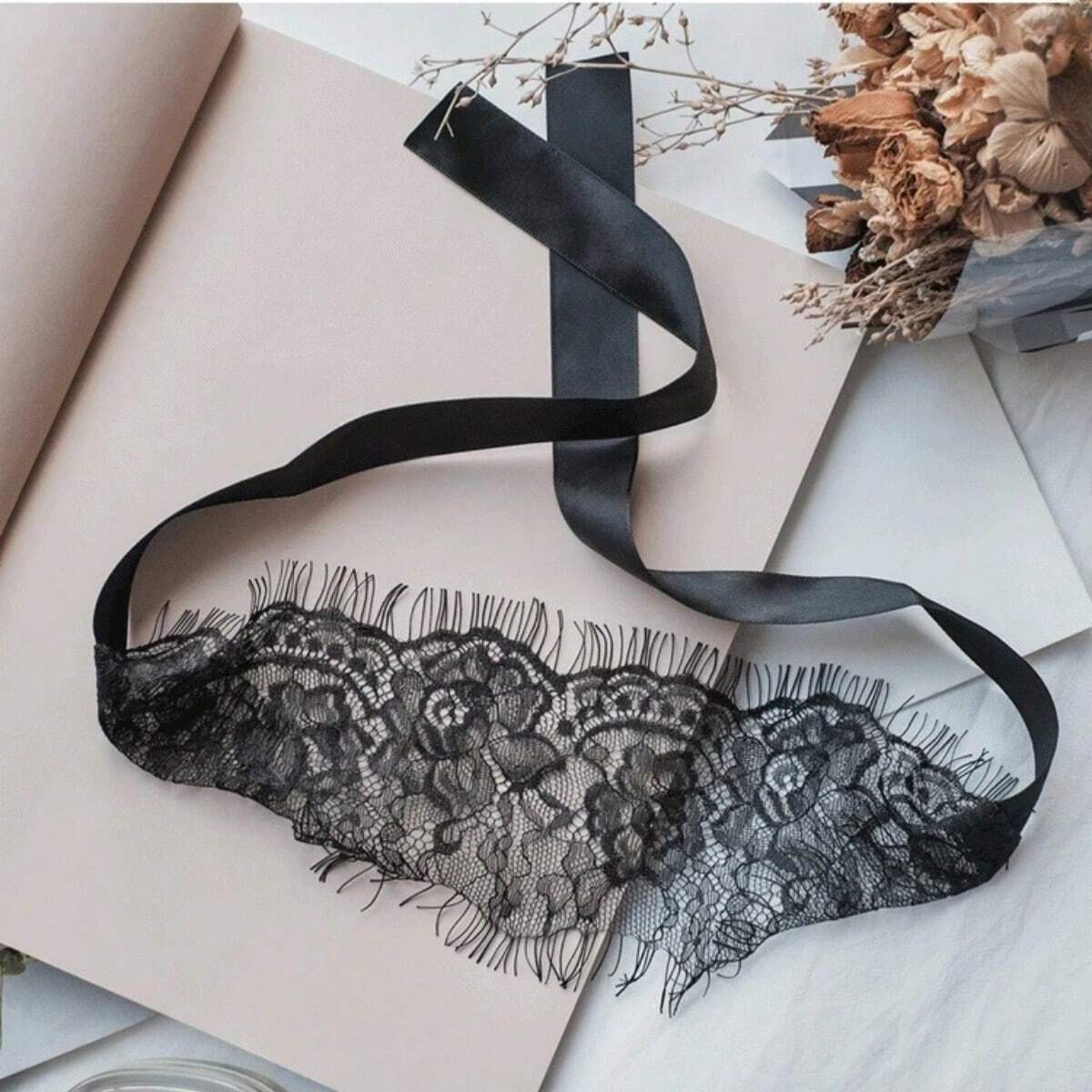 6156 1b-072 Una Pieza Accesorios De Lencería Sexy Máscara De Ojos De Encaje De Pestañas Seductoras