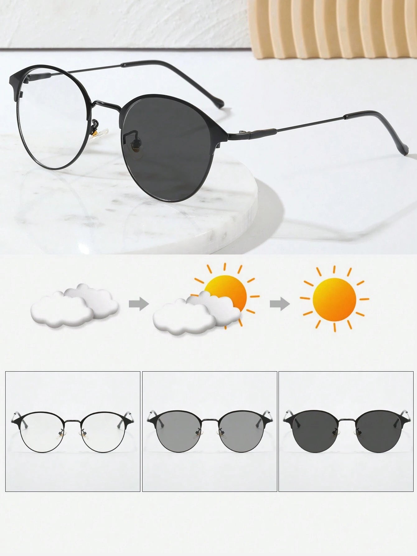16847 1l-385 Gafas redondas metálicas 1 Pza