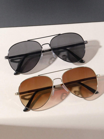 8540 a01-07 Dos Piezas Gafas De Moda De Estilo Piloto Adecuadas Para El Uso Diario De Hombres