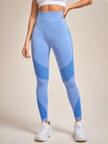 7154 1t-007 Leggings deportivos de color combinado control de barriga