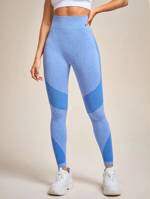 7154 1t-007 Leggings deportivos de color combinado control de barriga