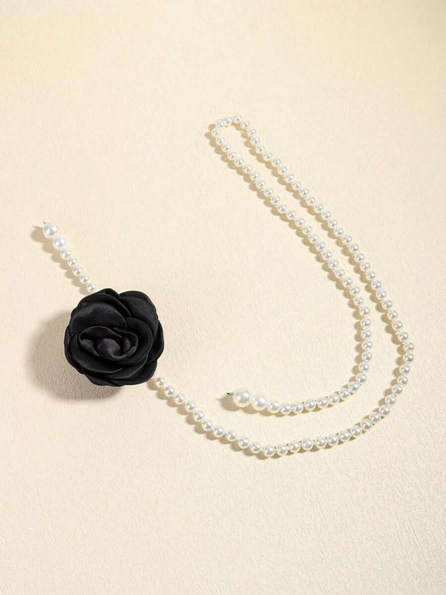 11553 1b-070  1 Pieza De Elegante Cadena De Cintura Para Mujer Decorativa Y Personalizada Con Cuentas De Perlas Falsas Y Adorno Floral Para La Fiesta De Navidad