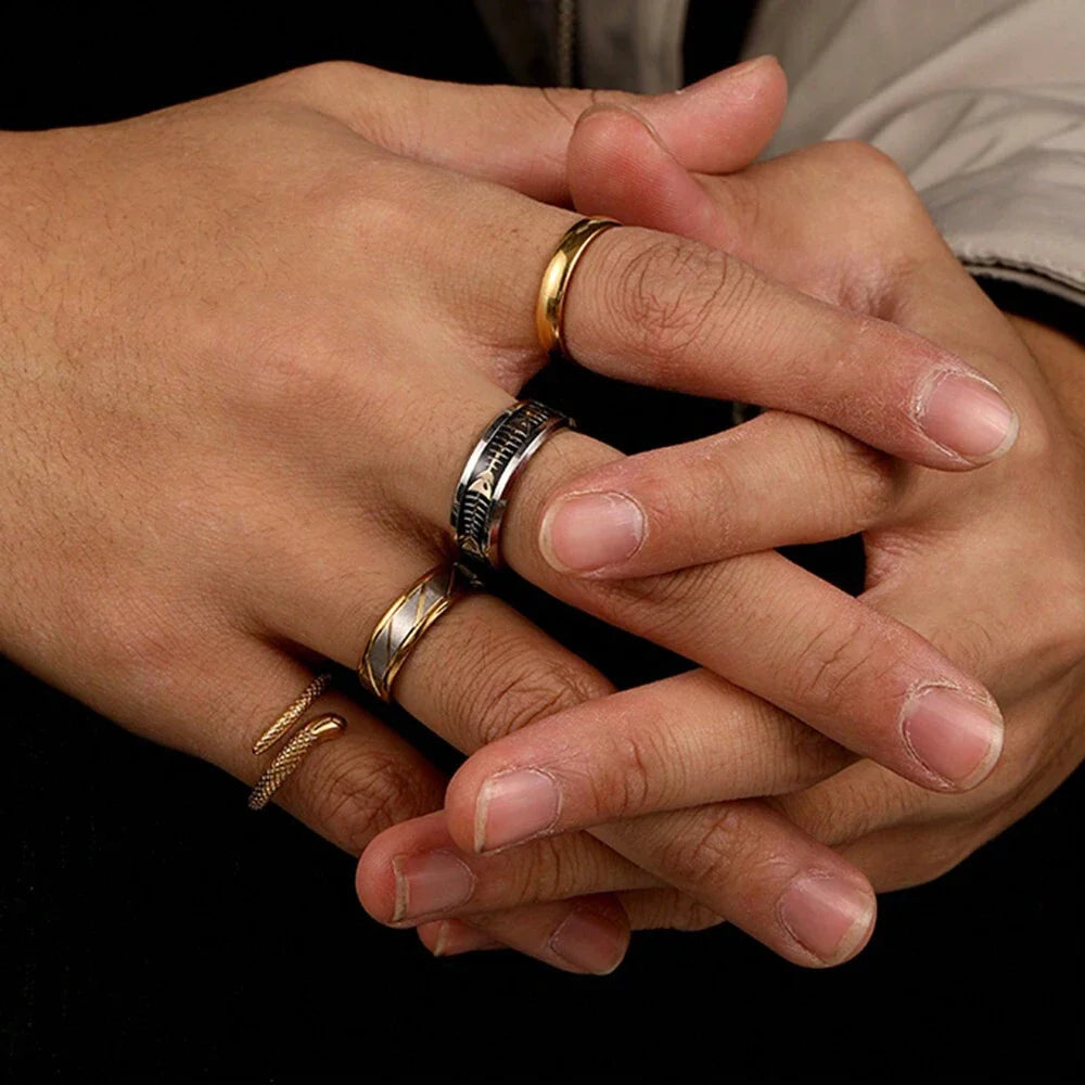 10303 1b-023 Cuatro Unids Anillo En Forma De Serpiente De Acero Inoxidable