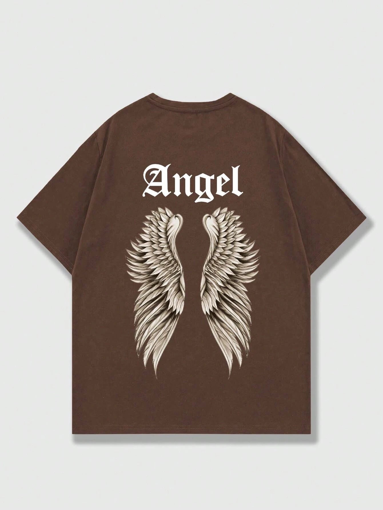7785 2a-02-13 ROMWE Goth Hombres Camiseta con estampado de ala y letra