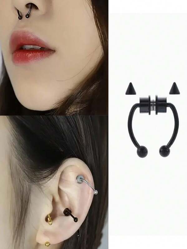 6608 1b-071 Goth 1 pieza Aro para la nariz magnético no perforado