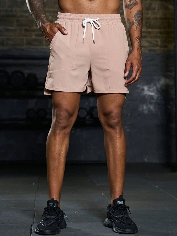 7983 1t-012 Shorts deportivos con estampado de letra de cintura con cordón