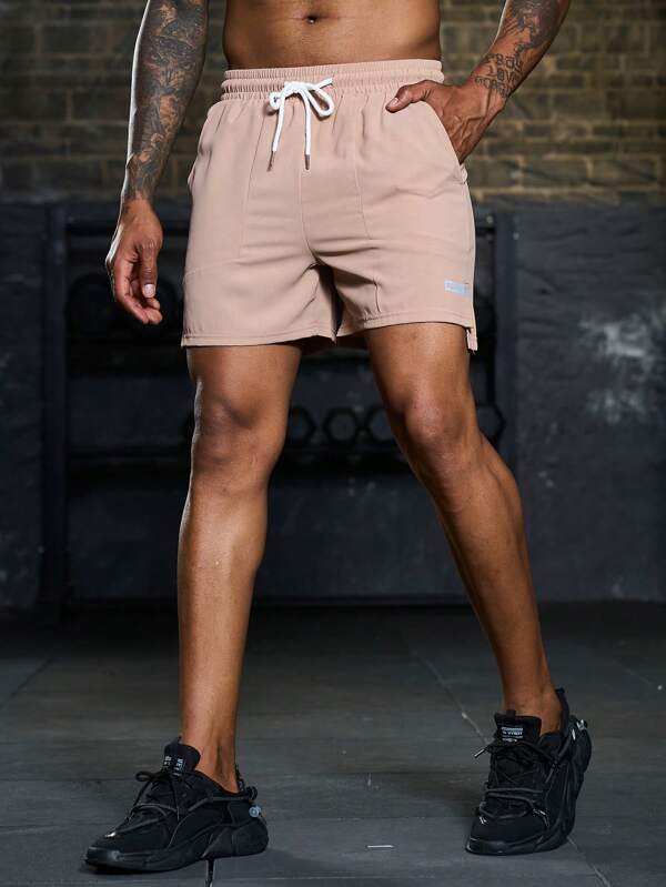 7983 1t-012 Shorts deportivos con estampado de letra de cintura con cordón