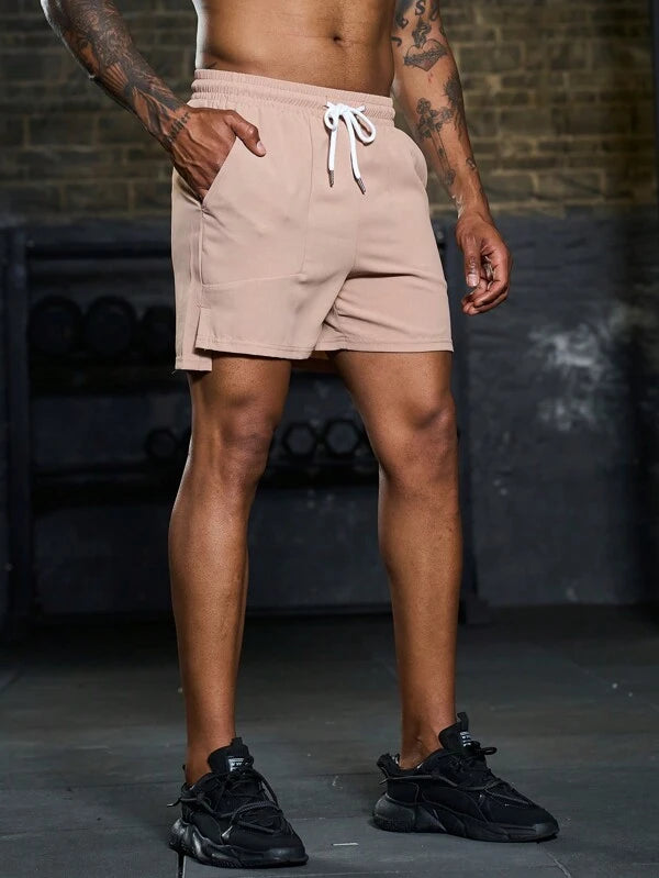 7983 1t-012 Shorts deportivos con estampado de letra de cintura con cordón