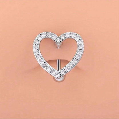 15293 1b-052 1 pieza Anillo de ombligo corazón con diamante de imitación