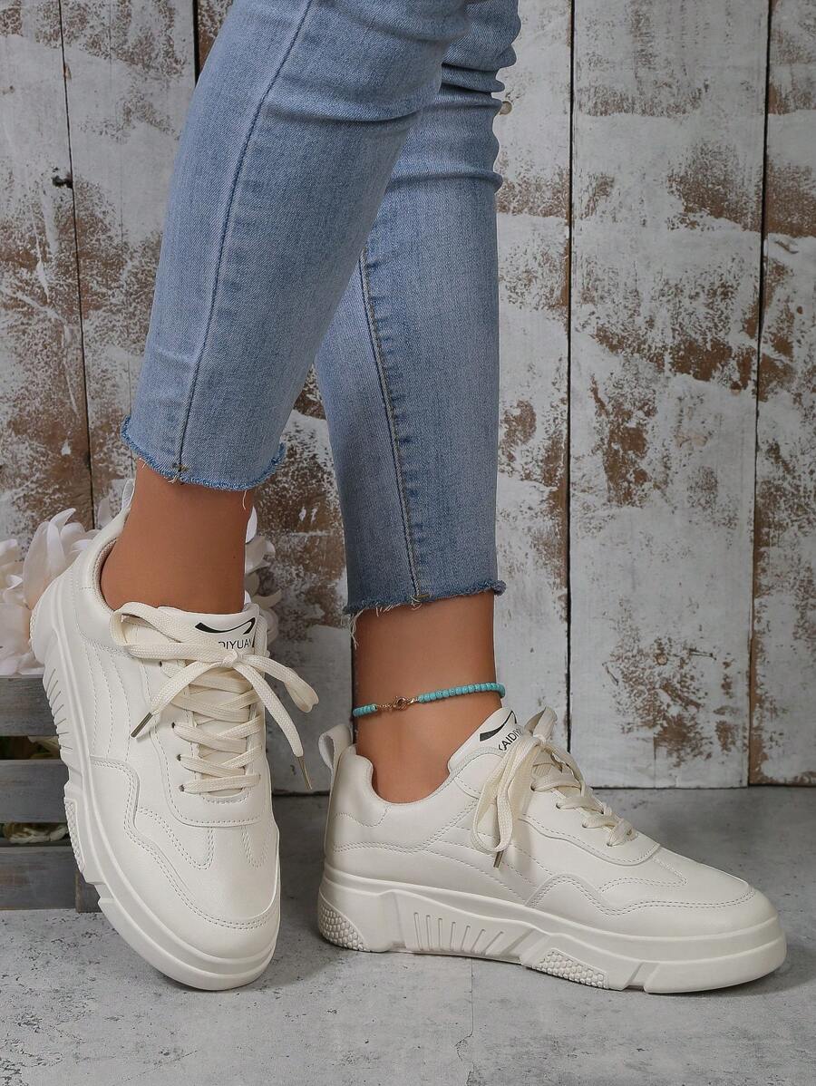 10642 1t-010 Zapatillas deportivas de mujeres con cordón estilo británico