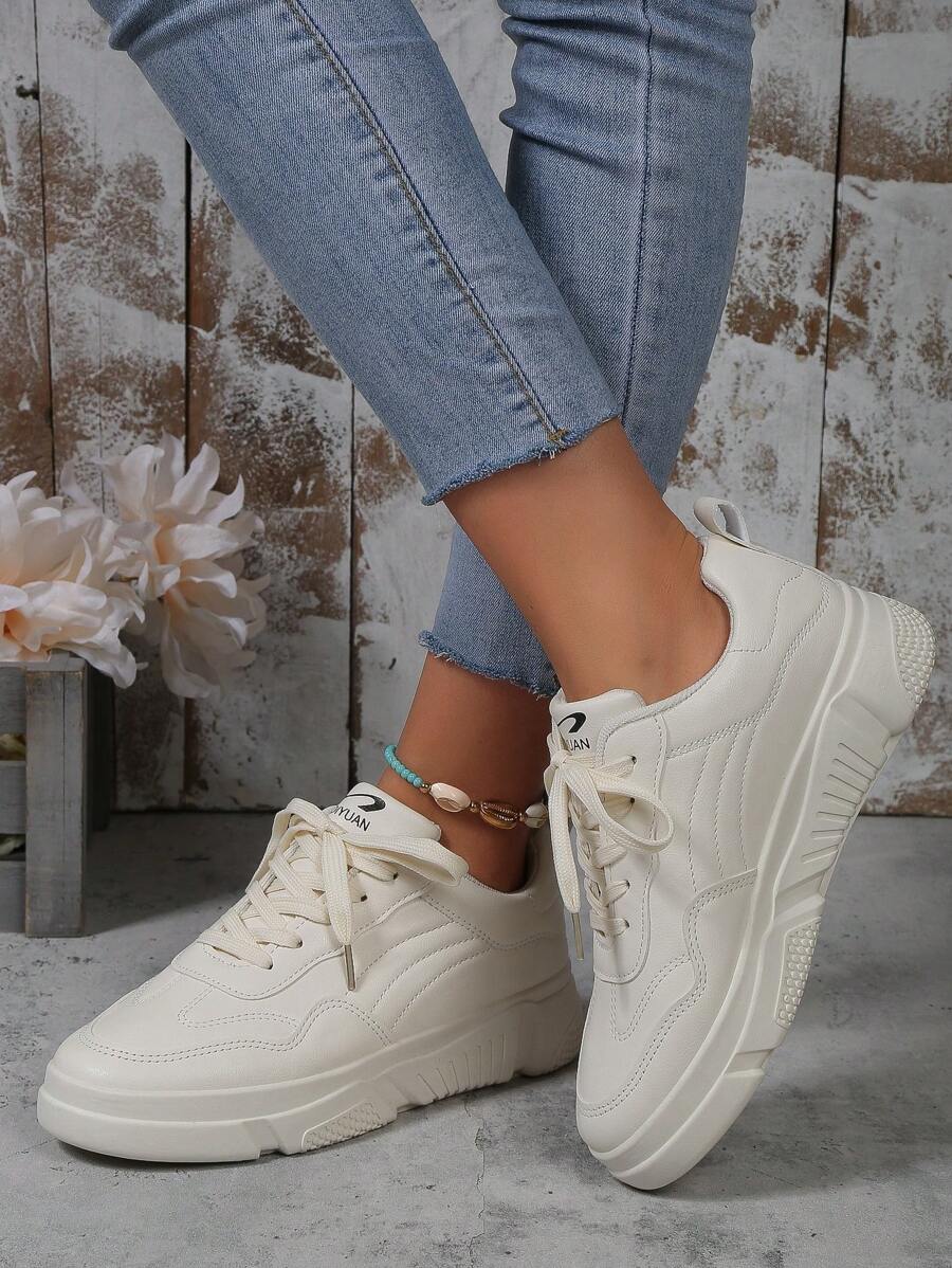 10642 1t-010 Zapatillas deportivas de mujeres con cordón estilo británico