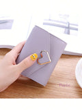 11165 1t-002 cartera De Piel Sintética De Color Sólido Con Diseño De Corazón De Melocotón Y Múltiples Ranuras Para Tarjetas