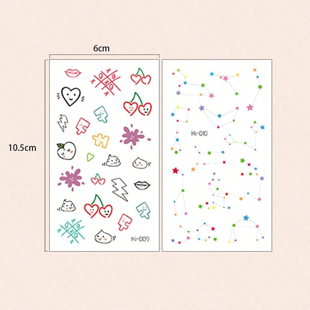 7892 1b-076 Línea Simple Corazón Y Patrón De Constelación Brillan En La Oscuridad Pegatinas De Tatuaje Temporal De Dedo