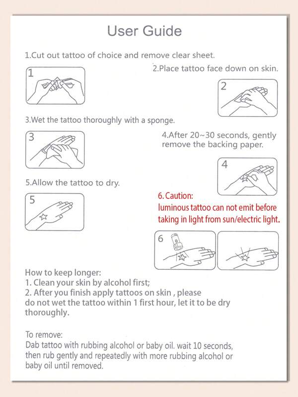 7892 1b-076 Línea Simple Corazón Y Patrón De Constelación Brillan En La Oscuridad Pegatinas De Tatuaje Temporal De Dedo