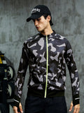 8248 1t-006 Cazaca deportiva con estampado de manga raglán con cremallera