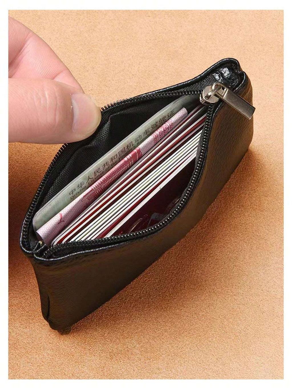 9703 1c-015 Monedas De Cuero Suave Negra Unisex Estilo Pareja