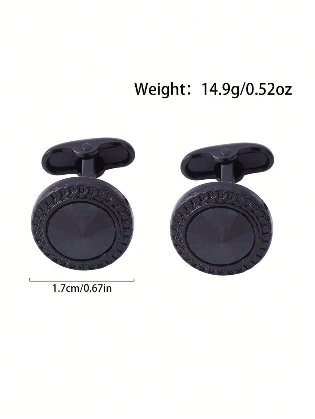 11080 1b-072 2 Piezas Gemelos De Moda Para Hombre En Forma Redonda Negra Con Cristal Azul