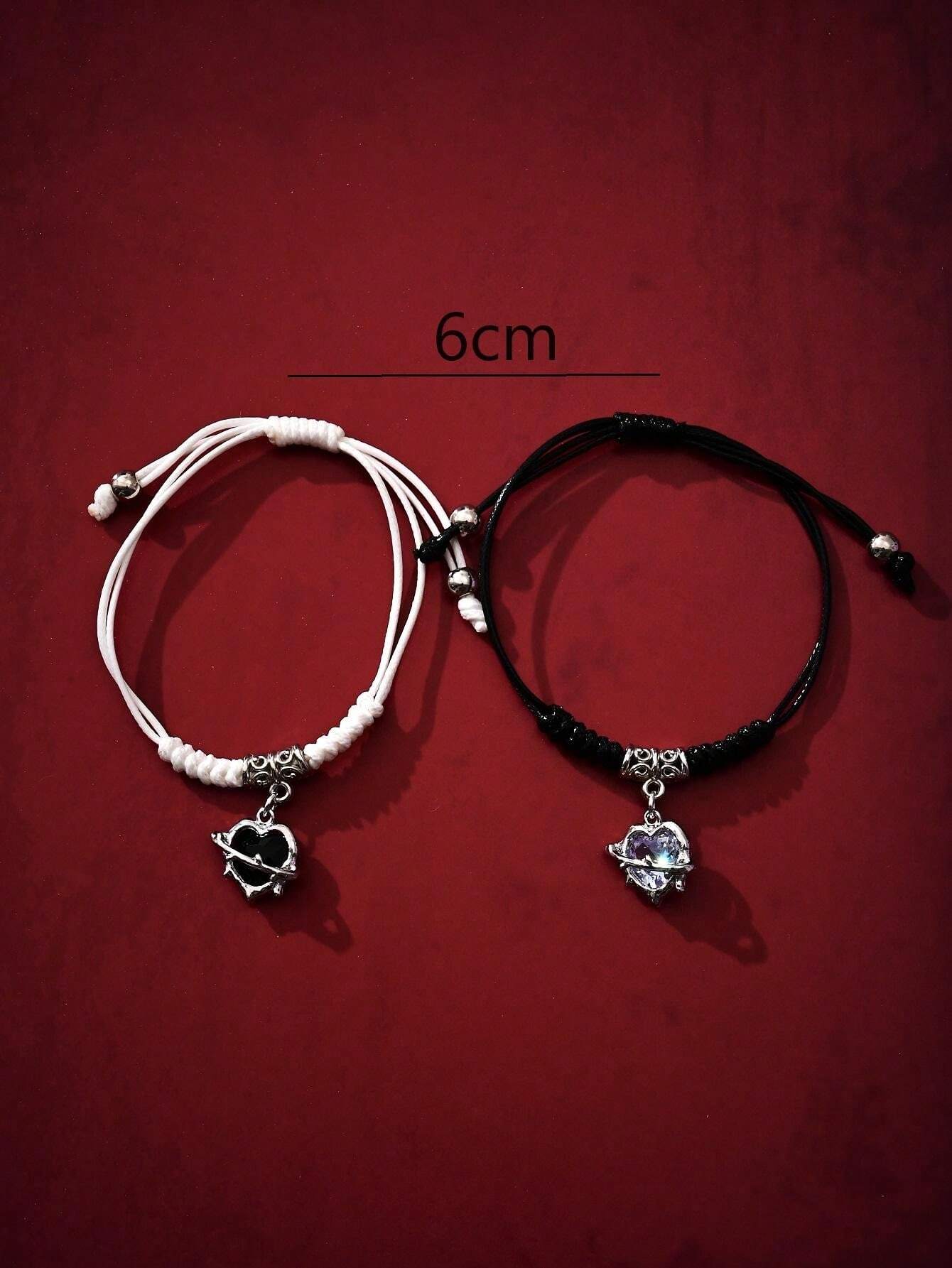 10983 b03-22 Pulsera De Pareja Ajustable De Estilo Gótico Con Colgante En Forma De Corazón