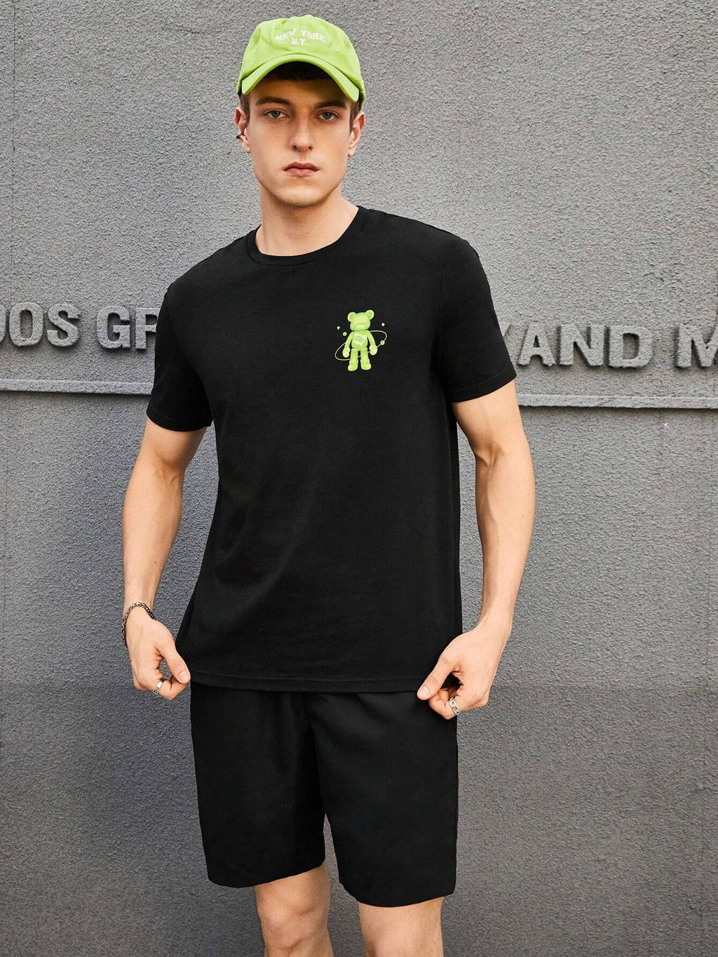 8337 2c-282 Shorts con camiseta con estampado de dibujos animados